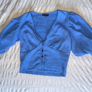 Brand new blue puff sleeve top size XS